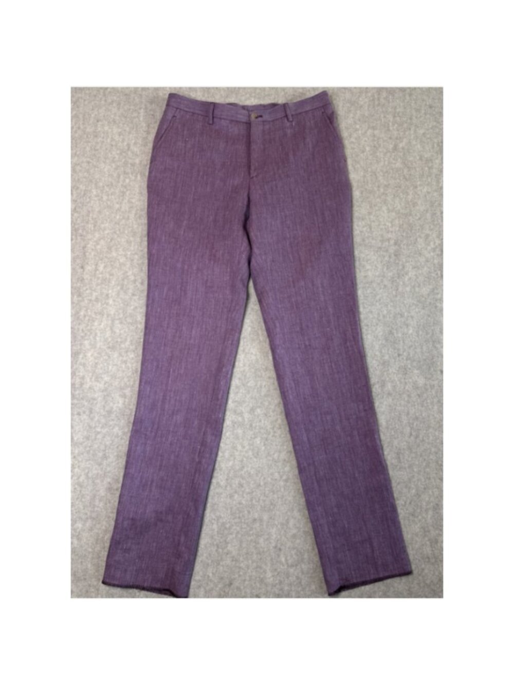 ETRO Milano Linen Wool Dress Pants Mens 34x36 Unhemmed Lilac Purple Slim Fit